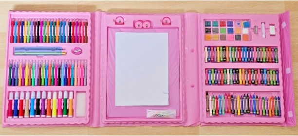 Super Mega 208-Piece Portable Art Studio with Drawing Board For Kids