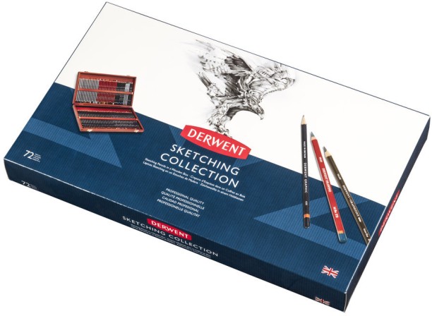 Derwent sketching wooden box