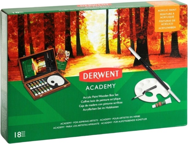 Derwent academy acrylic wooden box