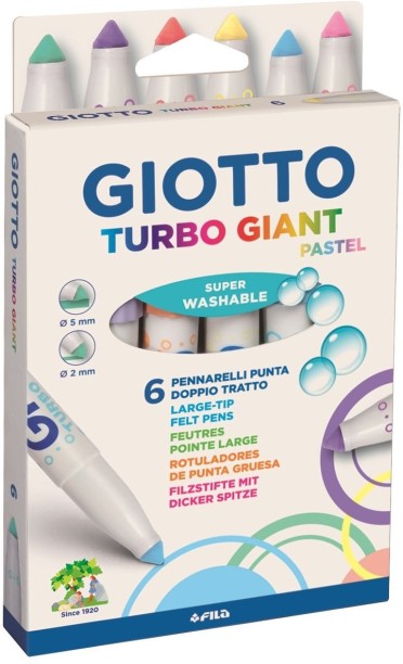 Giotto Turbo Giant Pastel 6 Fibre-Tip Pens