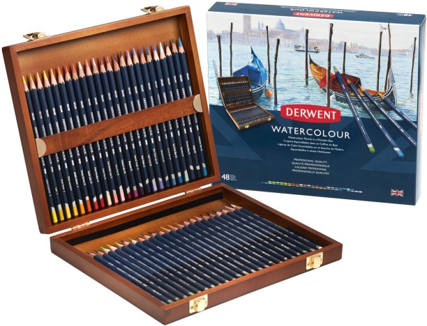 Derwent watercolour wooden box colour