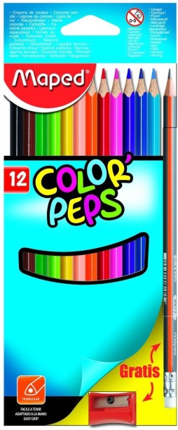 Maped Star Triangular Colour Pencils 12's +Graphite Pencil +1Sharpener