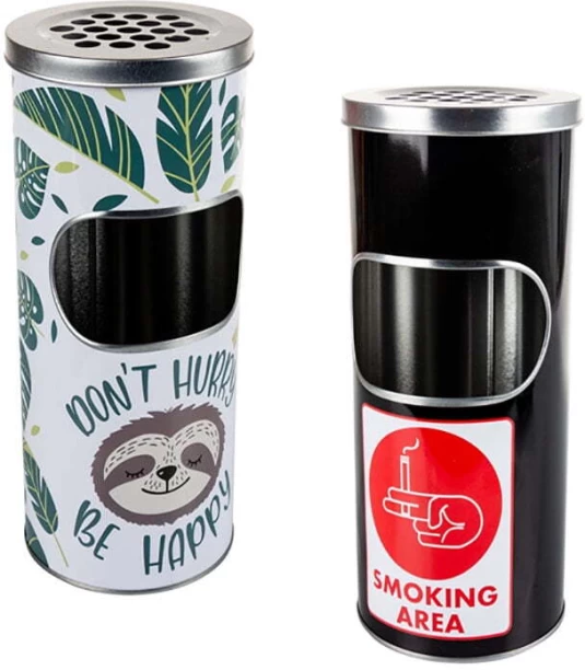 General Merchandise Ashtray Tin Mini Bin 24cm Multicolor Steel Ashtray