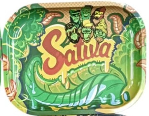 Herbal Sativa Rolling Tray Green PP (Polypropylene) Ashtray