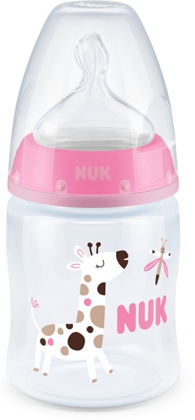 NUK Temperature Control Baby Bottle 150ml 0-6 Months, BPA-Free, Anti-Colic - Giraffe - 150 ml