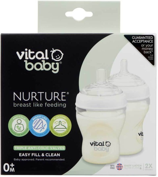 Vital Baby Nurture Feeding Bottle Twin Pack - 240 ml