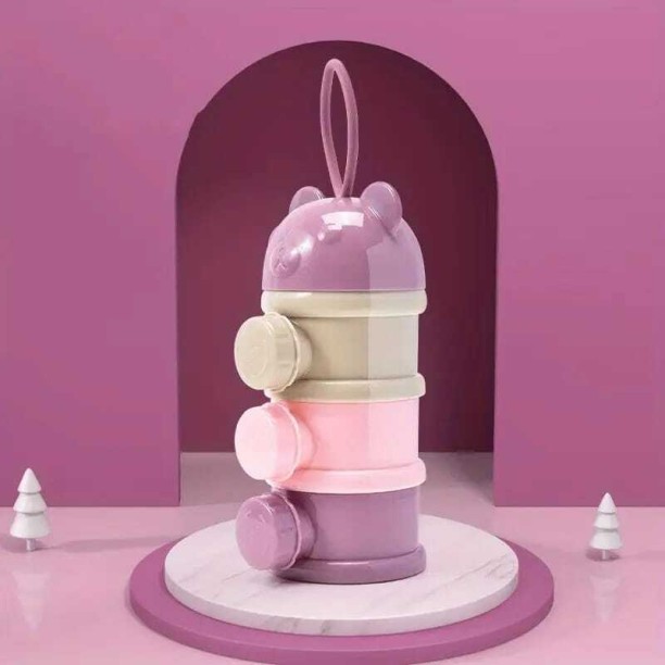 R AND E Cute Portable Travel Container 3 Layers Infant Formula Food Baby Milk Powder Dispenser - 4 cc