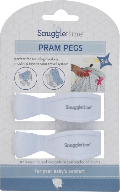 Snuggletime Pram Pegs - 2 Pack White