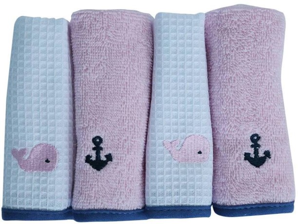 Snuggletime Nautica Pink Whale 4Pk Washcloths