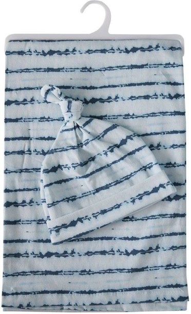 Snuggletime Swaddling Blanket and Hat - Blue