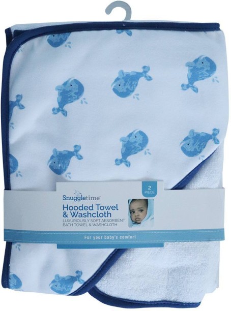 Snuggletime Hooded Towel and Washcloth - Whale
