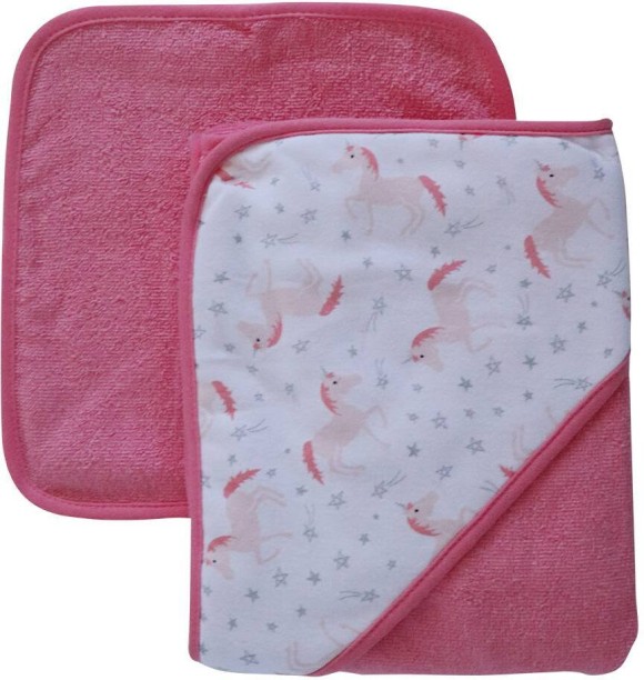 Snuggletime Hooded Towel and Washcloth - Unicorn