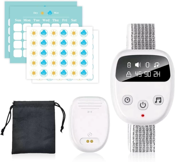 marevic Bedwetting Alarm for Kids & Adults, Rechargeable Wireless Enuresis Alarm Wristband with LCD Timer NA Baby Monitor