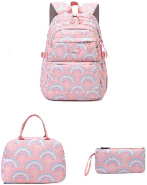 The Clip Trending Nylon Girls Travel,School Backpack and Lunch Box set 3Pcs Backpack