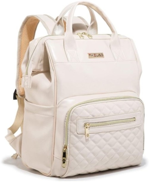 Just Baby PHELAD Leather Diaper Bag Backpack -White Backpack