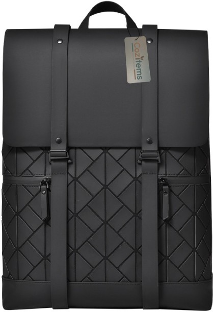 Cozitems Fashion Black Unisex Waterproof PU Leather Laptop Backpack Laptop Backpack