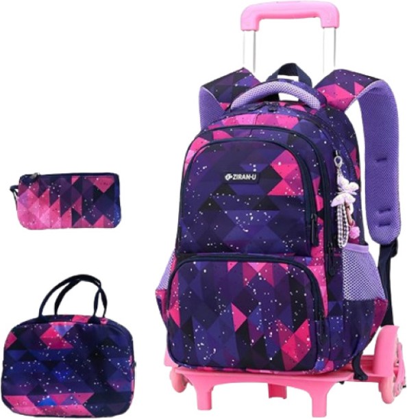 The Clip Backpack 3-Piece Set Waterproof Trolley School Bag with 6 Wheels Backpack
