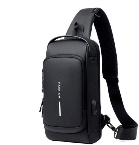ELCTRO WORLD - Fashion Multifunctional Anti-Theft Password Lock Sling Bag With USB Charger - Black Waterproof Backpack