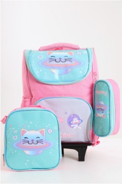 EverythingMART 3-piece set Waterproof Heavy duty Kids School/travel trolley backpack Waterproof Trolley