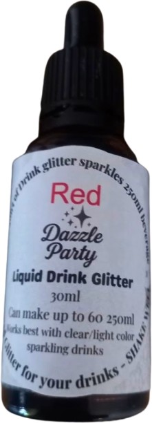 Dazzle Party Red Edible Glitter for drinks, Liquid Glitter. Red Liquid Cocktail/Mocktail drink glitter (contains NO alcohol) Glitters