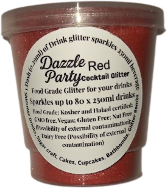Dazzle Party Red Edible Cocktail Glitter (12g), Edible glitter for drinks, Glitter for beverages suitable for all ages Glitters