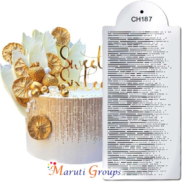 Maruti Groups Cake Decorating Stencil – Lines Design (15cm x 35cm) Topper