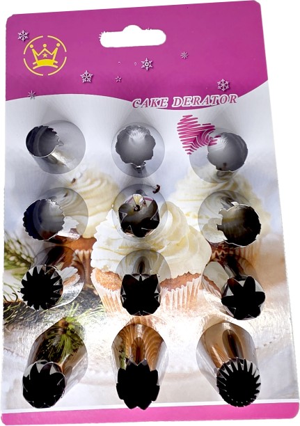 Maruti Groups 12pc Nozzle Set – Stainless Steel Piping Tips for Cake Decorating Topper