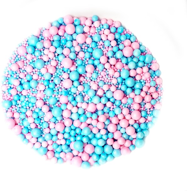 Maruti Groups Dragees Baby Pink & Baby Blue Babyshower Sprinkless Mix - 100g - Pearl Balls - Colours: Baby Pink & Baby Blue Babyshower Sprinkles Sprinkles