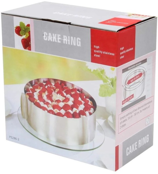 P Concepts Cake Ring 6 to 12 Inch Adjustable Round Stainless Steel Cake Mousse Mould Bakeware Tools Decorating Mold Baking Pillars
