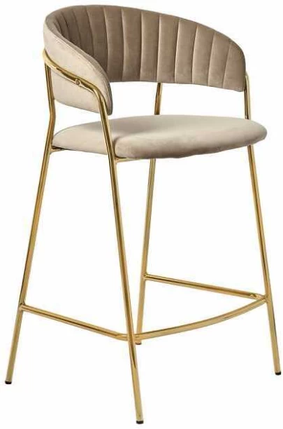 Shah Velvet Bar Stool Metal Bar Chair