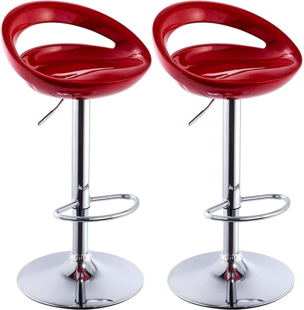 Rex M Wine Red Bar Stools / Kitchen Counter Breakfast Chairs - Pack of 2 Plastic Bar Stool