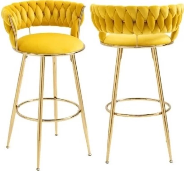Premium Bar Stools with Back and Footrest Velvet Bar Stool
