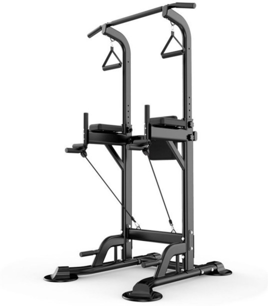 SE Adjustable Power Tower Workout Station with Dip Bars & Resistance Bands – Home Strength Training Equipment Pull-up Bar