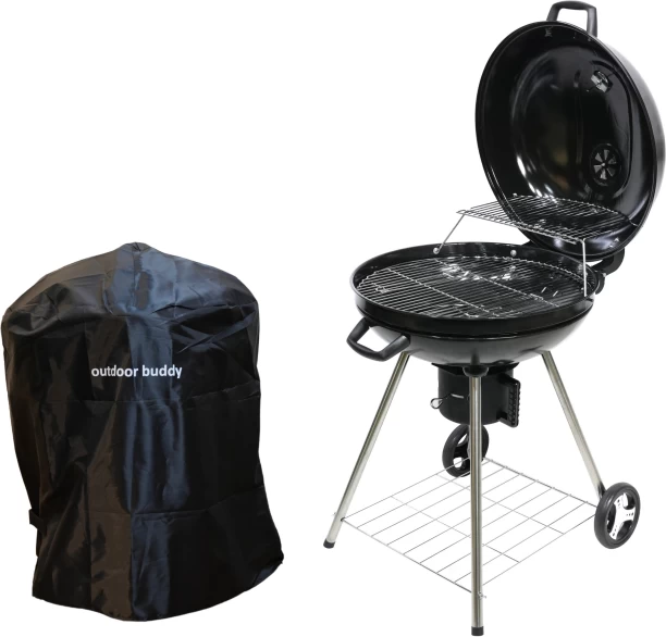Outdoor Buddy MagMaster 57cm Charcoal Kettle Braai – Hinged Lid, Thermo, Mag Wheels, Protective Cover / Charcoal Braai