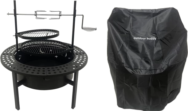 Outdoor Buddy – BraaiBoss Fire Pit & Rotisserie Braai with Cover Charcoal Braai