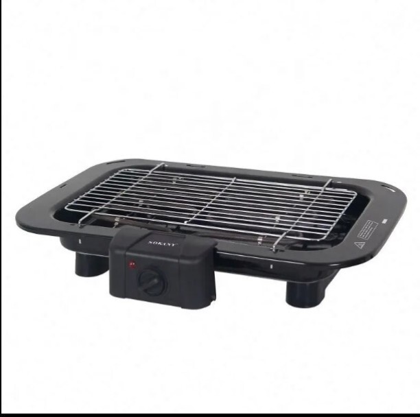 SOKANY Portable 2 in 1 Indoor Tabletop BBQ Electric Barbecue Grill Hot Pot Pan Electric Braai