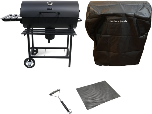 Outdoor Buddy Barrel Braai, PVC Cover, Roast Mat & Cleaning Brush - Charcoal Braai