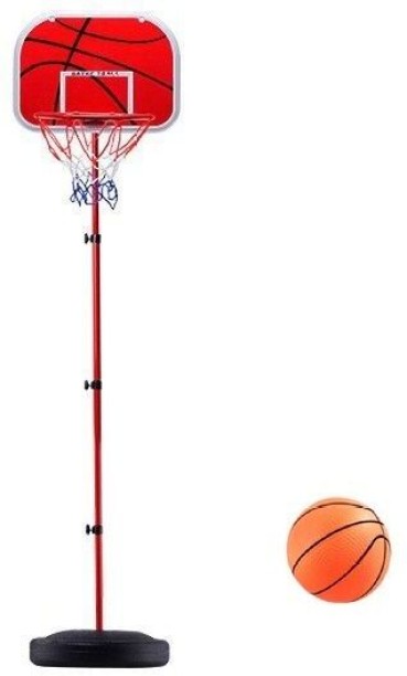 GL Adjustable Kids Basketball Hoop Set – 1.4m Height with Stand, Backboard & Ball for Indoor & Outdoor Play Steel, Plastic Outdoor Breakaway Rim Basketball Ring