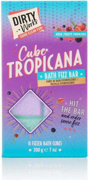 Dirty Works Cube Tropicana Bath Fizz Bar Sodium Bicarbonate Bath Ball