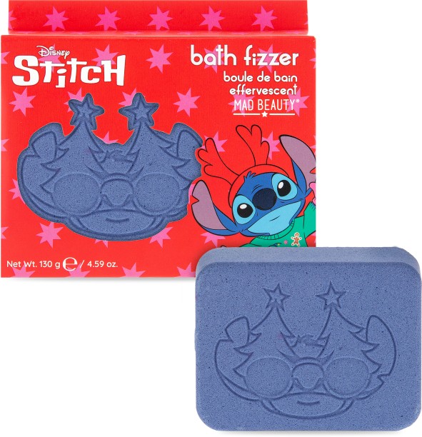Mad Beauty Disney Stitch At Christmas Bath Fizzer 130g Sodium Bicarbonate Bath Ball