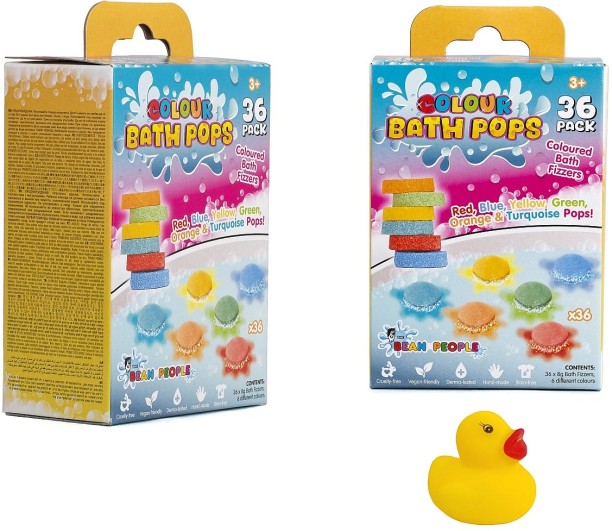 The Bean People Colourful Bath Pops Bath Bombs & Rubber Duck- 72 Pack &Rubber Duck Sodium Bicarbonate Bath Ball
