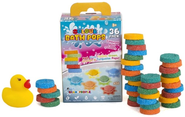 The Bean People Colourful Bath Pops Bath Bombs & Rubber Duck - 36 Pack & Rubber Duck Sodium Bicarbonate Bath Ball