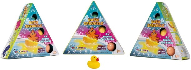 The Bean People 3 x 6 Pack of Bath Sprudels & Rubber Duck (18 sprudels) Bath Bombs Sodium Bicarbonate Bath Ball