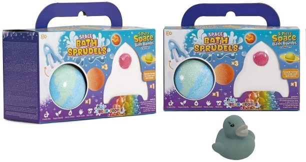 The Bean People Space Bath Sprudels Bath Bombs & Rubber Duck - 10 Pack & Rubber Duck Sodium Bicarbonate Bath Ball
