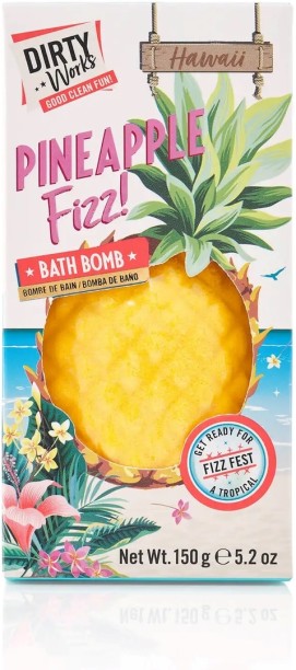 Dirty Works Hawaii Pineapple Fizz Bath Bomb Sodium Bicarbonate Bath Ball
