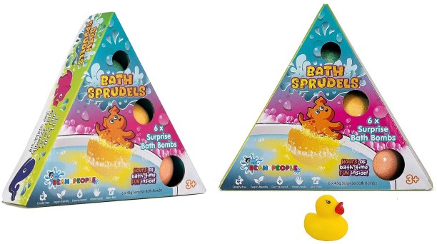 The Bean People 2 x 6 Pack of Bath Sprudels & Rubber Duck (12 sprudels) Bath Bombs Sodium Bicarbonate Bath Ball