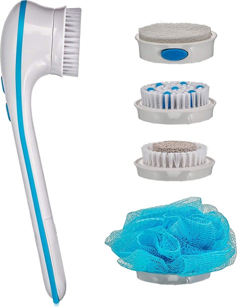 ALANES 5 in 1 Bath Sponge With Long Handle Massager Electric Shower Brush Bath Brush For  Men & Women