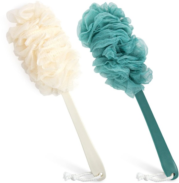 OMGift Loofah Sponge Shower Brush Using Body Exfoliating with Long Handle Bath Brush For  Men & Women