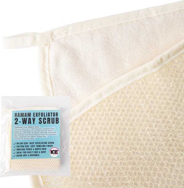 icebaebae Hamam Exfoliator Scrub – Dual-Texture Washcloth for Face & Body Bath Sponge For  Men & Women