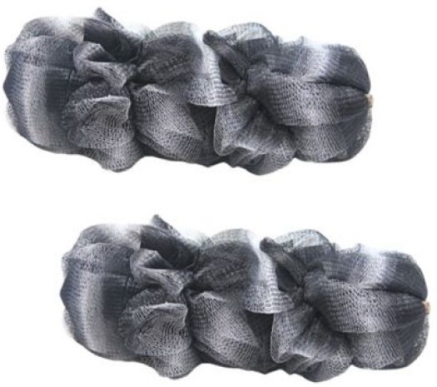 Wobuciko Black Ombre Mesh Sponge - Set of 2 Bath Sponge For  Men & Women